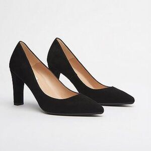 LK Bennett Tess Black Suede Court Shoes With Block Heel Size 36